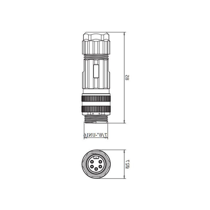 7/8” 5Pin、公头直型、螺钉连接、0PF021